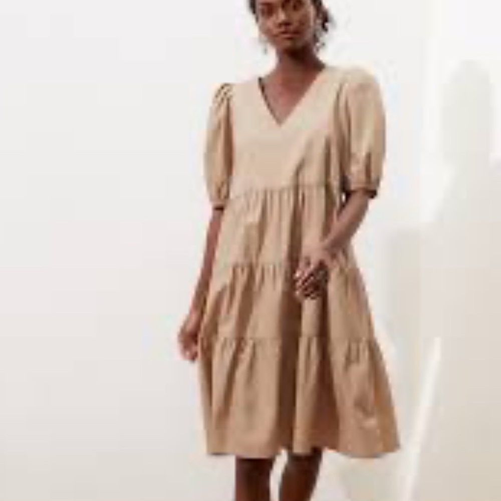 Banana Republic Beige V-Neck Mini Dress
